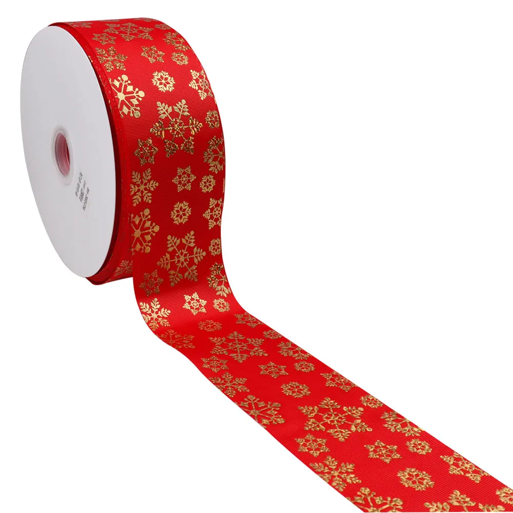 2Y/лот " 75 мм Рождественская лента из поплина Снежинка печатная домашняя текстильная лента DIY аксессуары для бантов одежда швейная лента - Цвет: red