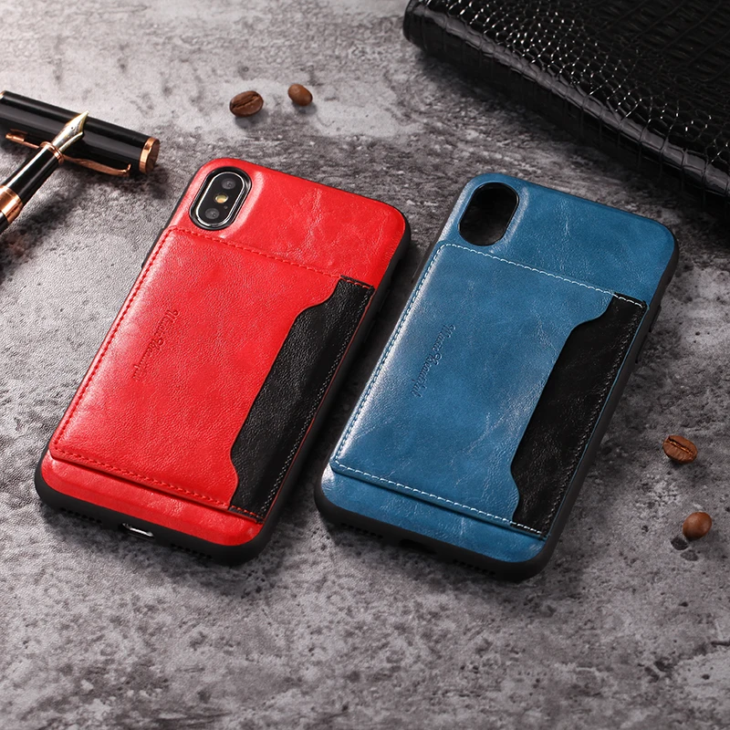 

Luxury leather with card pocket case for Iphone 6 6S 7 8 Plus X XR XS kickstand phone back cover fundas capa cases business
