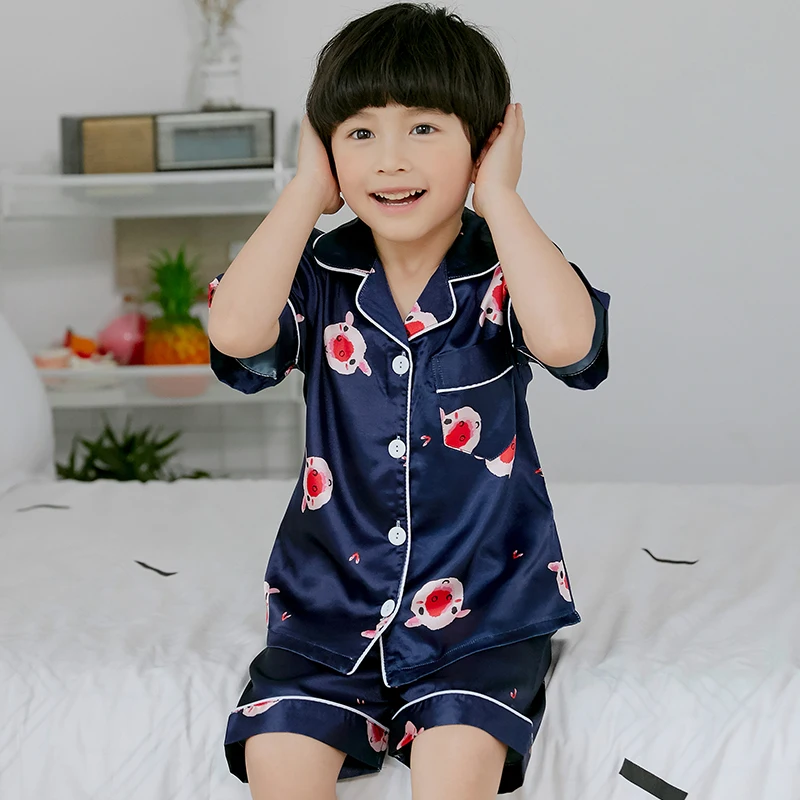 

DISCOUNTS 2019 Cartoon Kid Pyjamas Summer Boy Pajamas Set Silk Short Sleeve Children Pyjamas Kids Cloth Set Boys Sleepwear Set