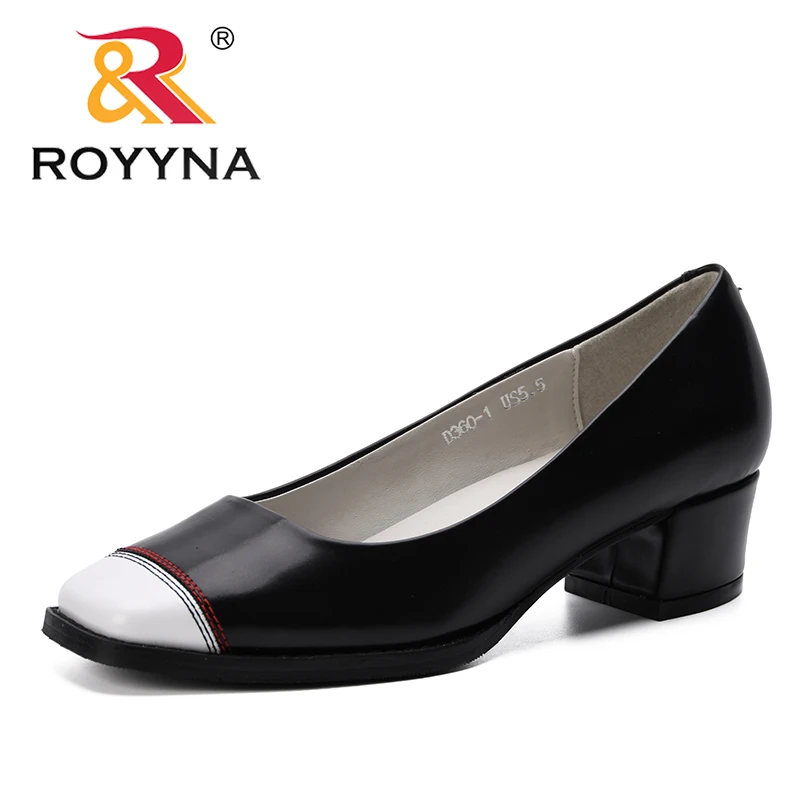 ROYYNA/Новинка года; дизайнерские женские туфли-лодочки; обувь на низком каблуке; женские вечерние и свадебные модельные туфли с квадратным носком; Разноцветные туфли без застежки