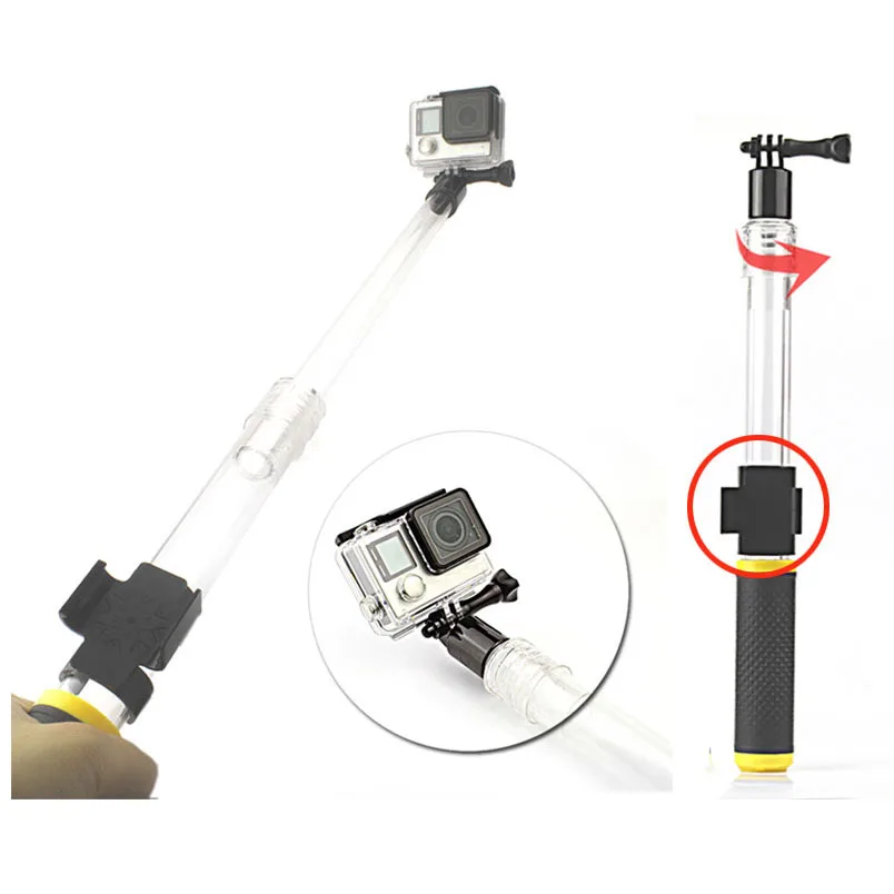

Self Selfie Stick Handheld Waterproof Monopod + Remote Holder Box Clip for Go Pro HERO 4 3+ 5 6 7 xiaomi yi 4k SJCAM Accessories
