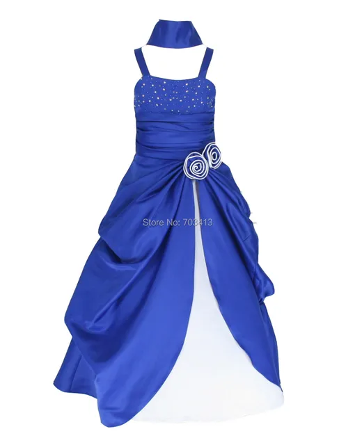rb6008 free shipping royal blue white satin occasion party flower