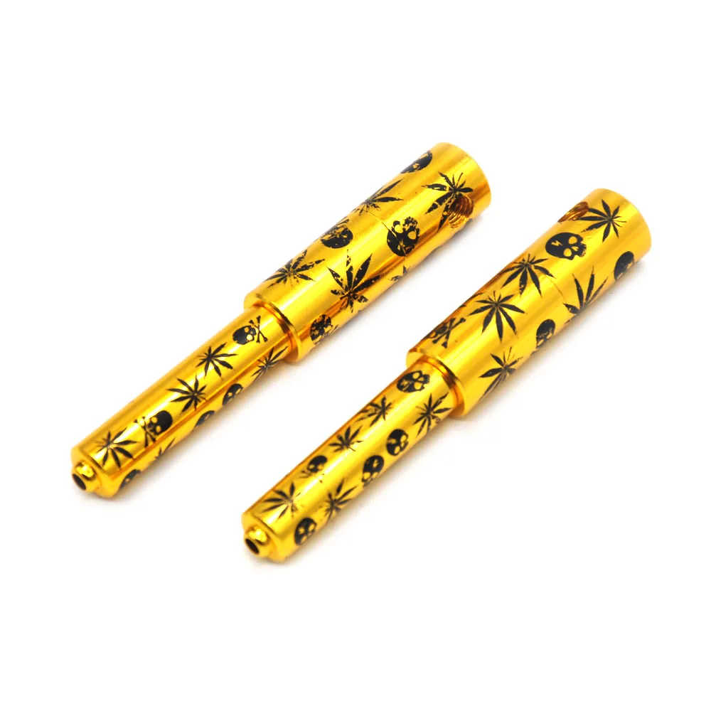 

1 X New Type Gold Leaf Skull Metal Pipe Tobacco / Smoking Pipes Ashtray
