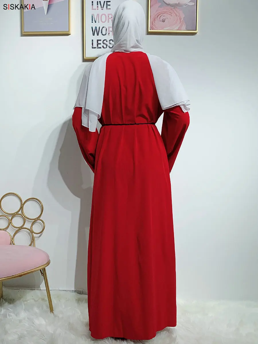 Siskakia/модный мусульманский кардиган abaya, Роскошное однотонное платье в стиле пэчворк со стразами, платье в восточном стиле, Ближний Восток