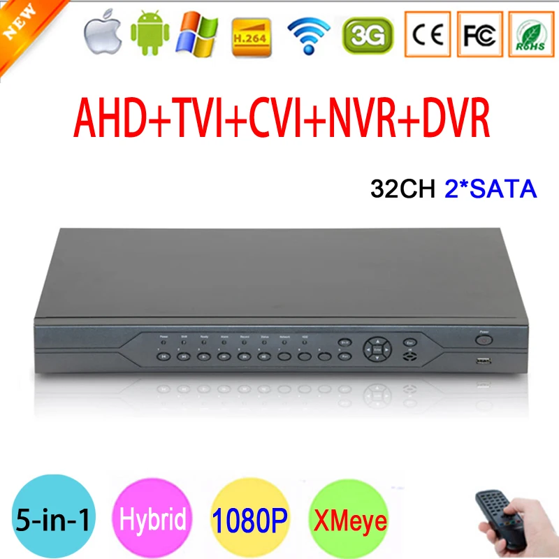 1080P CCTV Camera Hi3531A 32CH 32 Channel 2 SATA 6 in 1 1080N Hybrid Coaxial Wifi Onvif IP NVR TVI CVI AHD DVR XVI Free Shipping