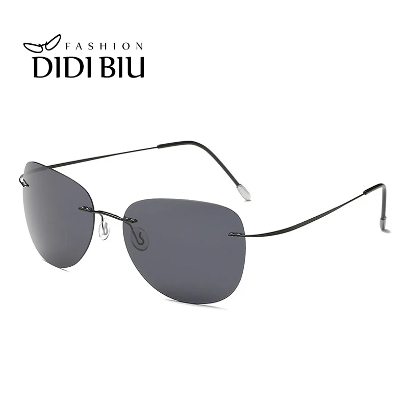 

Men Polarized Sunglasses Ultralight Titanium Wire Sun Glasses Brand Rimless Bendable Brown Green Driving Aviation Eyewear UN1039