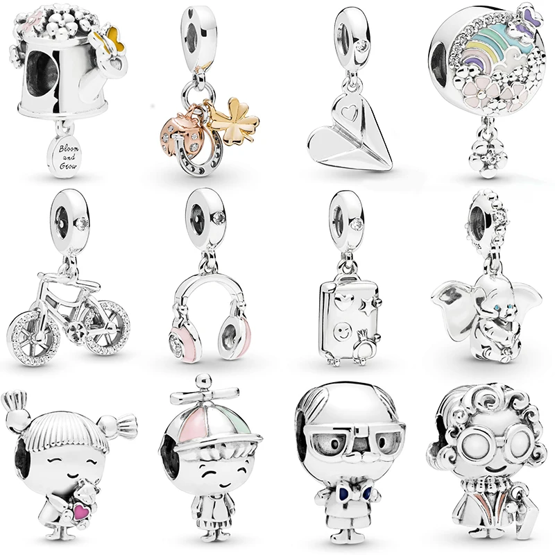 

KAKANY Spring 2019 New Dumbo Pink LADYBIRD Luggage Necklace Pendant Fit Pandora Bracelet and Necklace Original DIY Jewelry