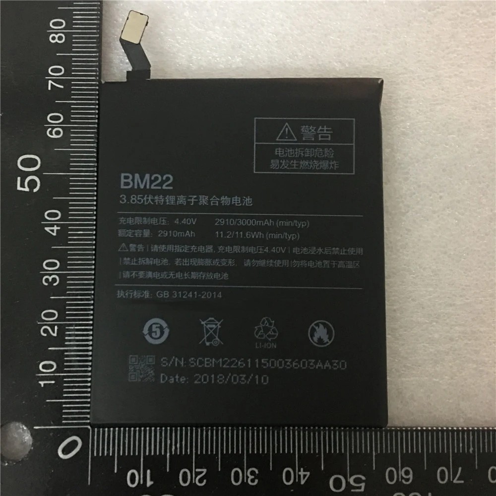 

For Xiaomi Mi5 BM22 Battery Replecement Large Capacity 2910mAh Li-ion Back-up Battery For Xiaomi Mi5 Smart Phone