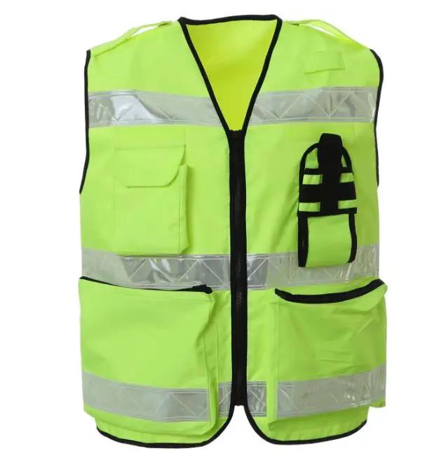 Флуоресцентная желтая сетка/ткань Оксфорд светоотражающий жилет безопасности, фиксирующая Светоотражающая Предупреждение ющая одежда