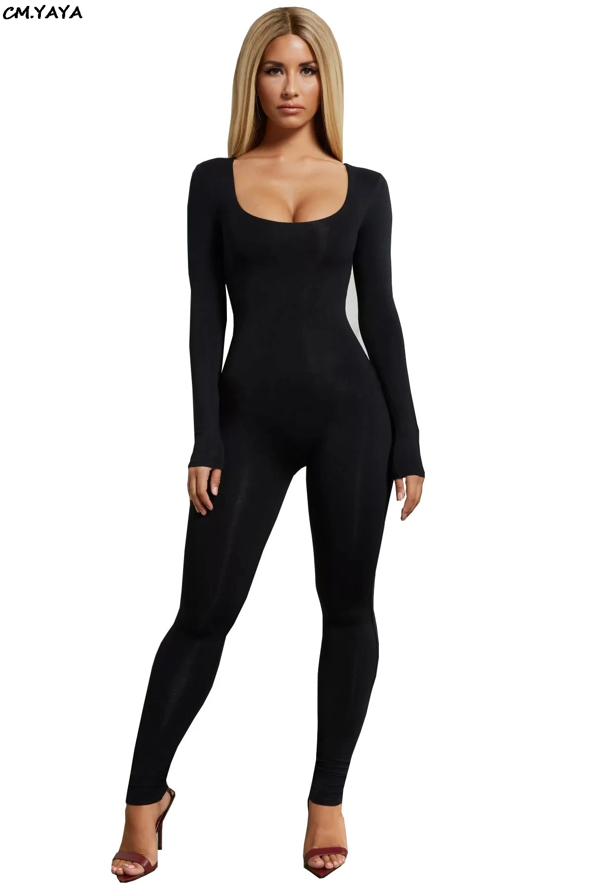 

women new long sleeve o-neck skinny long leggings bodycon bandage jumpsuits rompers playsuits 4 colors outfits 1117