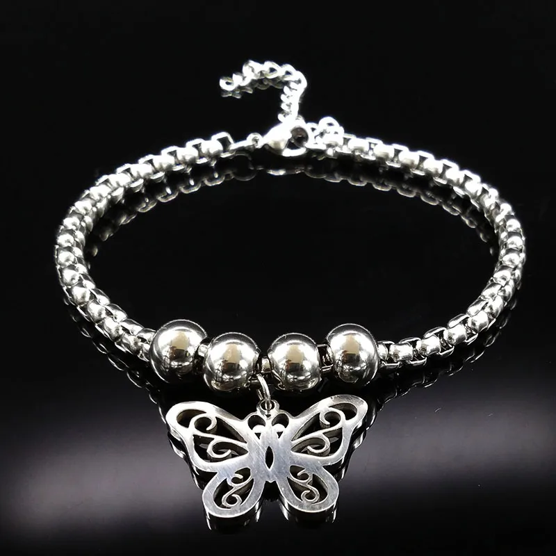 Бабочка Серебро Цвет Нержавеющая сталь браслеты для женщин серебряный браслет ювелирные изделия bijuteria BB1111D