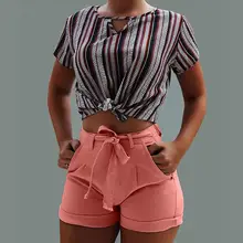 Новые модные Для женщин летние пляжные короткие джинсы женские карманы джинсовые шорты c эффектом поношенности Для женщин джинсовые шорты темно-синие Горячее предложение