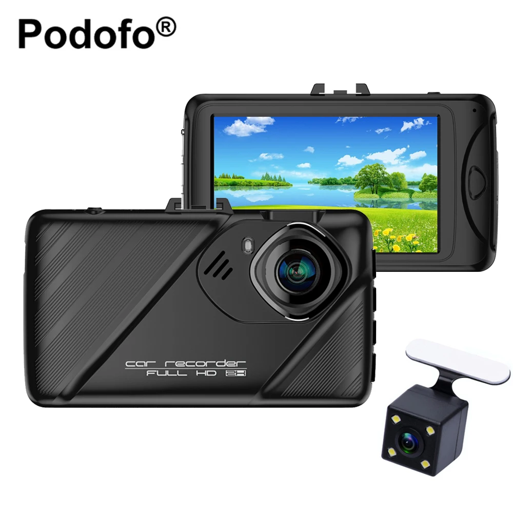 Original Podofo Dual Lens Dash font b Camera b font 3 inch Dashcam Novatek 96658 Video