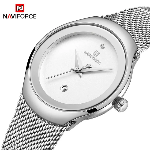 Часы наручные NAVIFORCE женские с сетчатым браслетом брендовые Роскошные модные