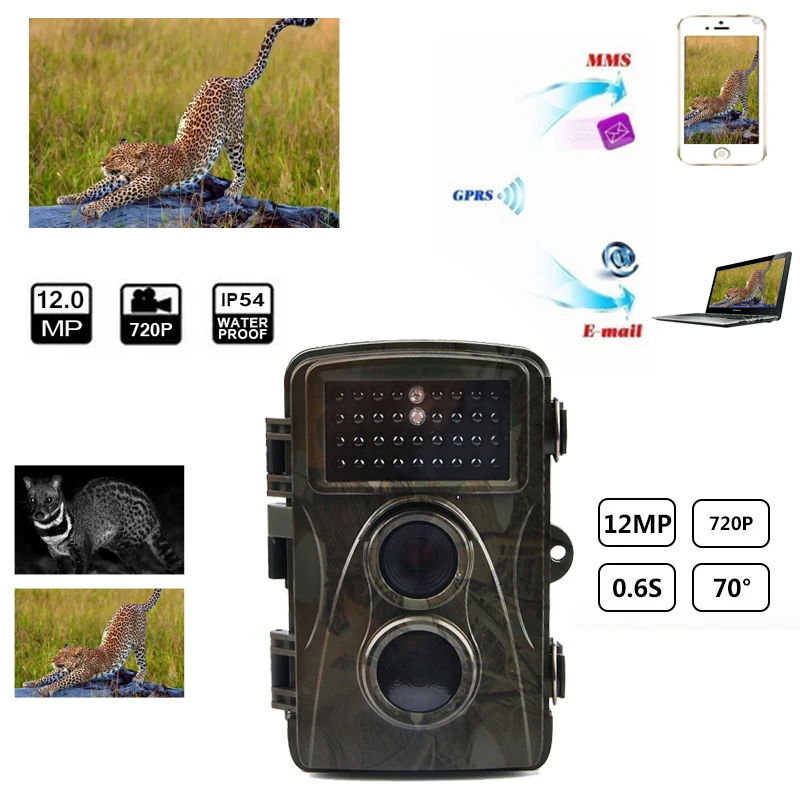 12MP 720P Hunting Camera Waterproof Wild Trail Camera Infrared Night Vision Camera Animal Observation Recorder with Mount&Cable