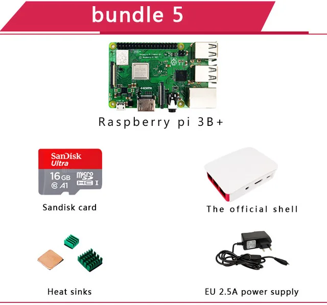 Raspberry Pi 3 Model B+ Raspberry Pi Raspberry Pi3 B Plus Pi 3 Pi 3B с WiFi и Bluetooth - Цвет: Bundle 5