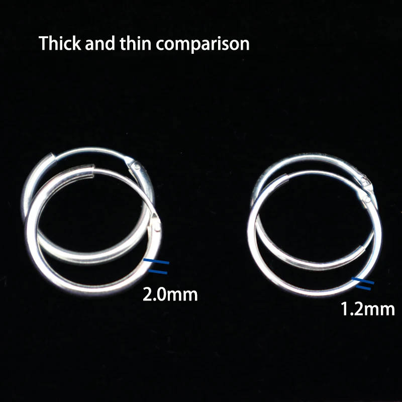 Увеличенная толщина 925 пробы серебряные серьги-кольца для женщин толще, чем обычные смелые круглые серьги-кольца