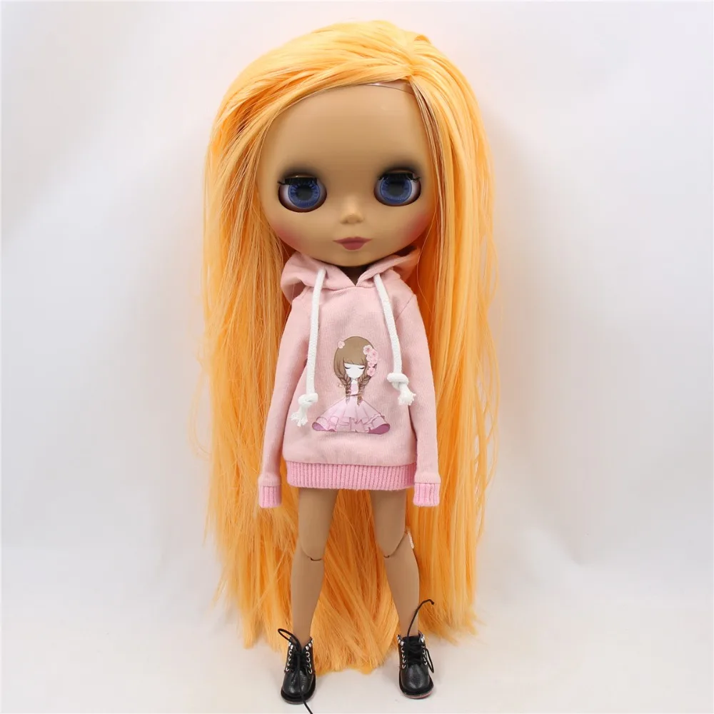 Neo Blythe Pop met gemberhaar, donkere huid, mat schattig gezicht en Custom Gezamenlijk lichaam 3