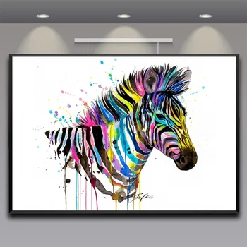 

Rainbow zebra Art Canvas Poster Abstract poster Wall Pictures for Living Room No Frame