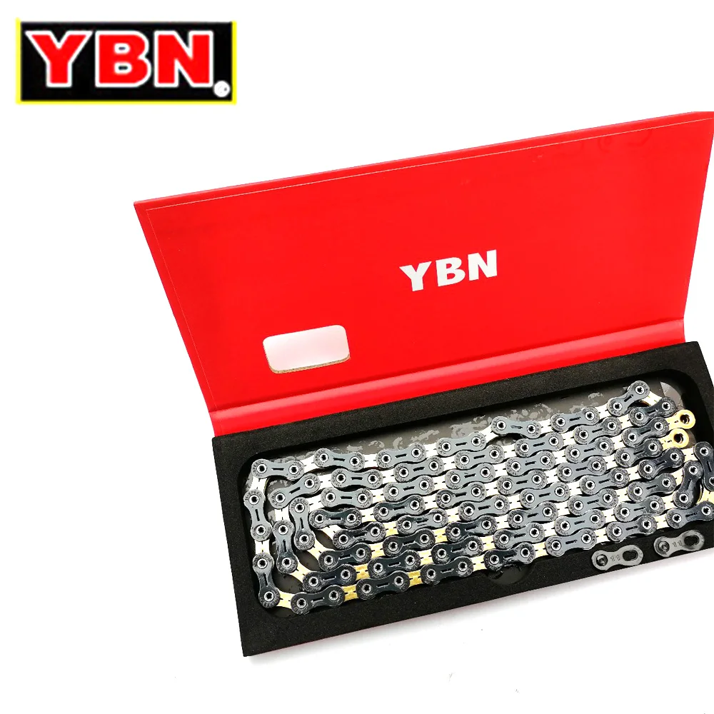 YBN велосипедные цепи Ультралегкая черная/Золотая полная полая 10/11 скоростная