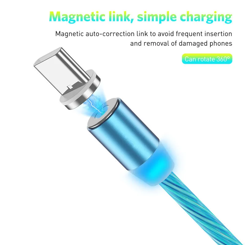 

Honor 20 Pro V20 Flow Luminous LED Magnetic Type C USB Cable For Oneplus 7 Pro 6T Huawei P30 P20 Magnet Charge USB-C