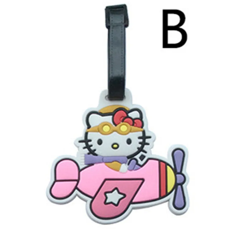 Cute ID Luggage Tags Hello Kitty Creative Cartoon Silicone Girls Suitcase/Handbag Label Tag Pink PVC Travel Accessories