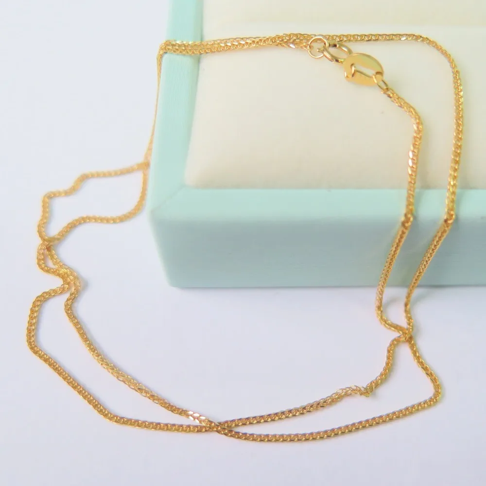 

New Style Pure Au750 18K Yellow Gold Chain Women Wheat Link Necklace 16.5inch