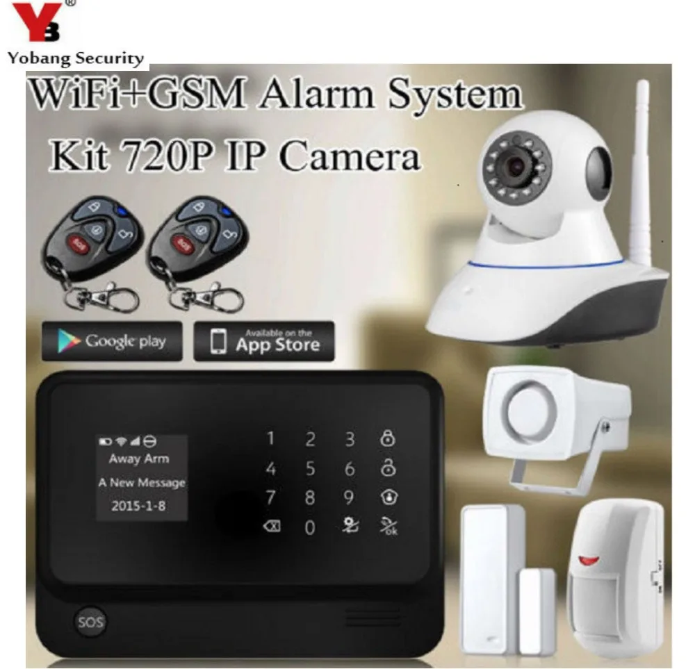 Система домашней сигнализации YobangSecurity с поддержкой Android IOS Wi Fi GSM GPRS и камерой