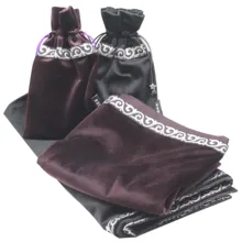 64x64cm Altar Tarot Tablecloth With Bags blanket carpet Flocking Fabric , Tarot cards game Board Game Accessories purpleredblue