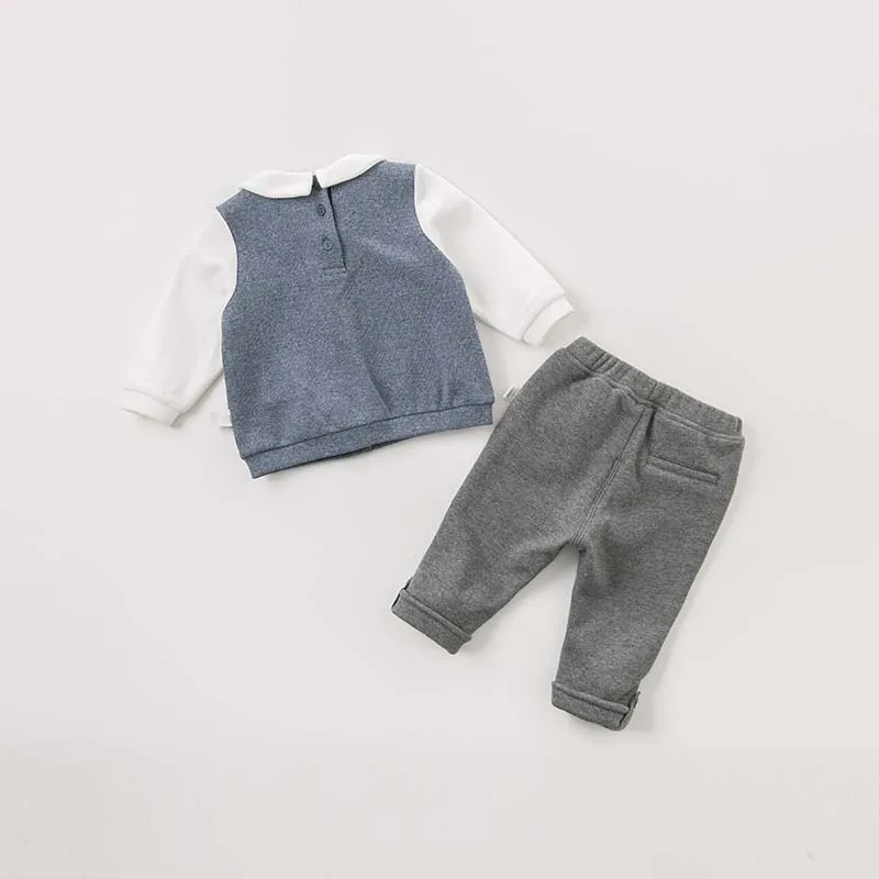 Dave bella/DBW8557; одежда для маленьких мальчиков; комплекты одежды с длинными рукавами для детей; Изысканная одежда для детей; комплекты джентльмена с галстуком для мальчиков