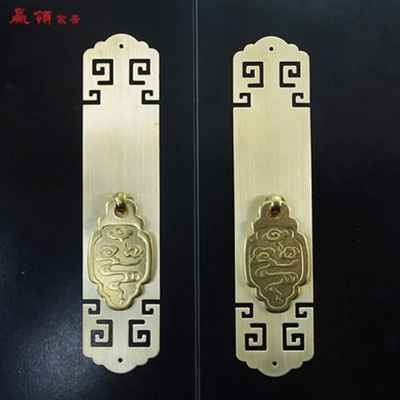 

13/16 / 22cm wide3.5cm Antique furniture hole pattern stripe copper door handle clouds wardrobe cabinet handle Golden Bronzer