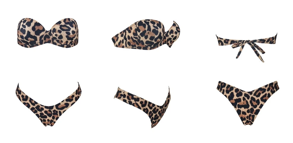 Leopard Bikini Set für Frauen - Verführerischer brasilianischer Badeanzug mit Push-up-BH, Low-taille und beachtauglich