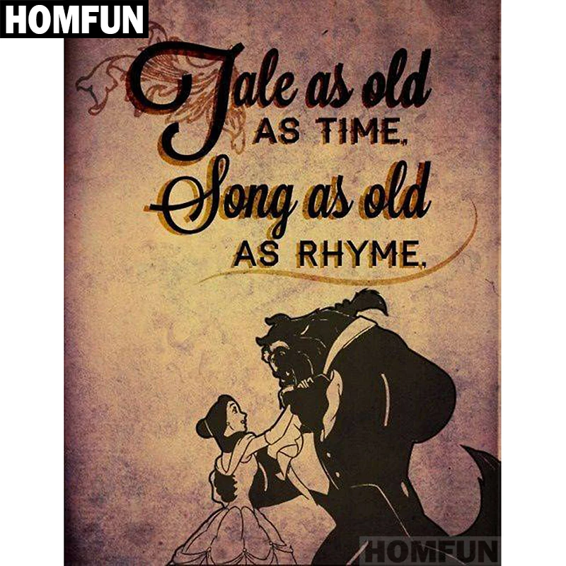 

HOMFUN Full Square/Round Drill 5D DIY Diamond Painting "Beauty & Beast" Embroidery Cross Stitch 5D Home Decor Gift A01540