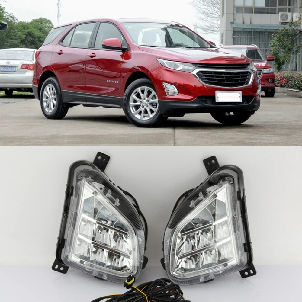 

CSCSNL 1 set Car LED DRL Daytime Running Lights Daylight 12v abs fog lamp With turn signal For Chevrolet Equinox 2017 2018