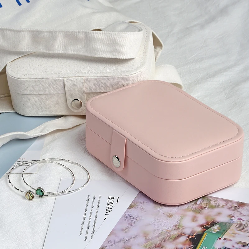 Lady PU Leather Jewelry Box Storage Box Ring Display Case Portable Jewelry Organizer for Necklaces Joyeros Organizador De Joyas