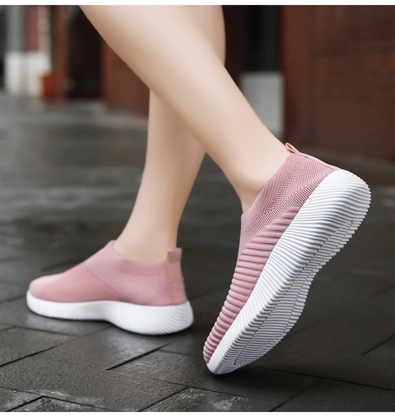 Moipheng 2019 женские кроссовки Вулканизированная обувь носок кроссовки женские Летние слипоны на плоской подошве женские большие размеры