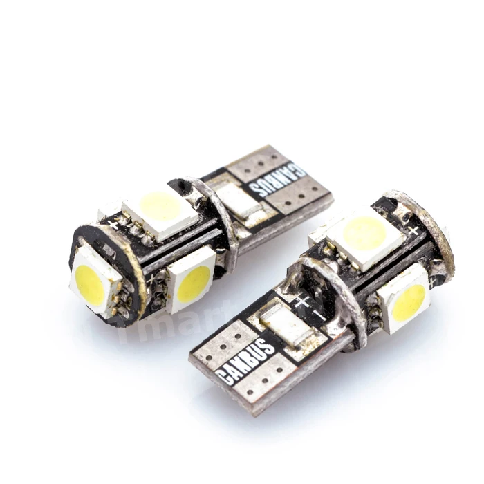 

Wholesale Canbus 2pcs/lot T10 5smd 5050 LED car led Light Canbus W5W 194 5050 SMD Error Free White Light Bulbs
