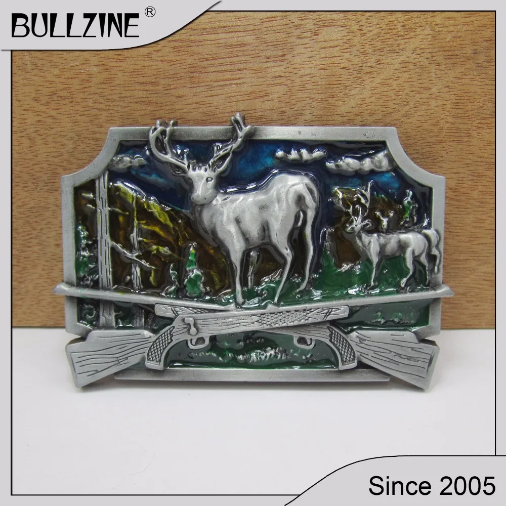 

The Bullzine wholesale Deer belt buckle with pewter finish FP-02795 suitable for 4cm width belt