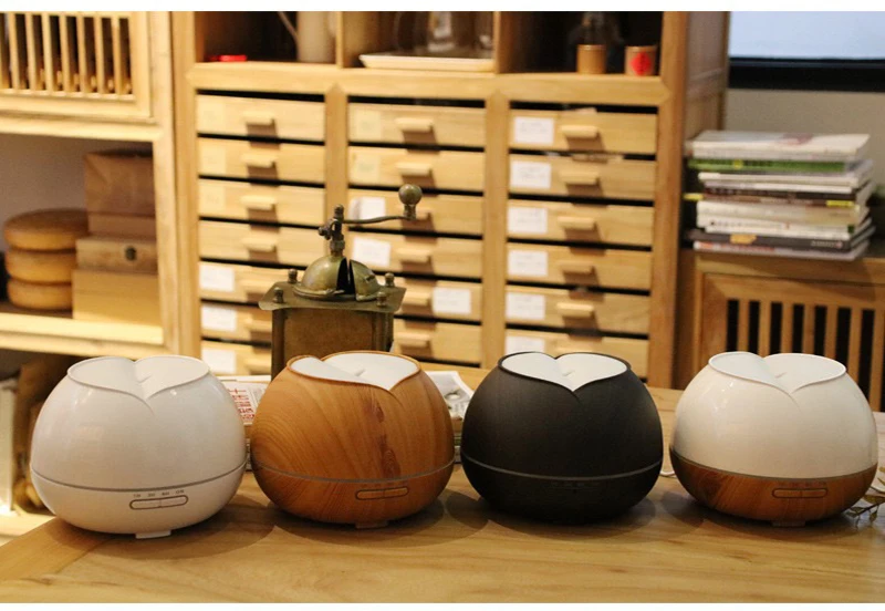 

Creative wood grain smart home humidifier, multi-color led color light ultrasonic mute essential oil diffuser, capacity 400ml