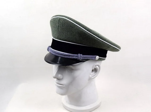 Men's WWII GERMAN ELITE OFFICER HAT OFFICER ARMY WOOL VISOR CRUSHER CAP IN SIZES