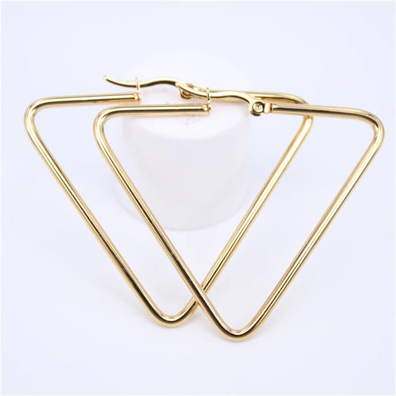 Модные ювелирные изделия в стиле панк, гладкие треугольные большие серьги-кольца для женщин, женские большие геометрические массивные серьги-кольца, подарки LH718 - Окраска металла: gold color 50mm
