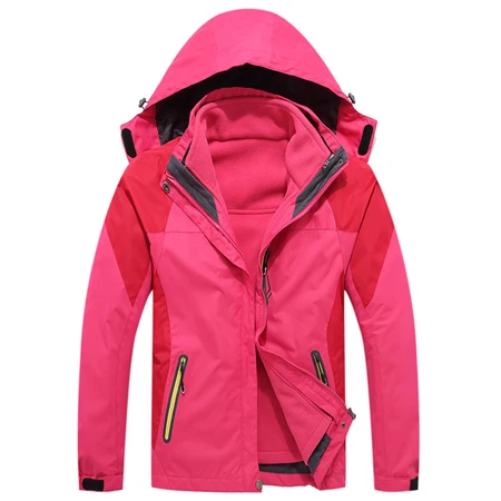 Женская Зимняя Теплая Флисовая теплая куртка флисовая ветровка открытый туризм; Кемпинг Лыжный спорт Рыбалка Туризм женская куртка - Цвет: Rose Red