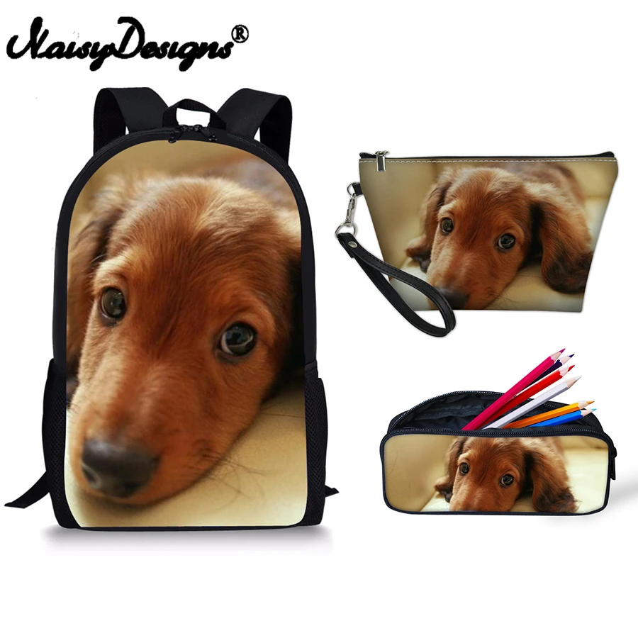 

Backpack Set For Girl's Dachshund Fashion 2019 Print Women School Student Shoulder Man Bags Costom Makeup Mini Bag Case Travel