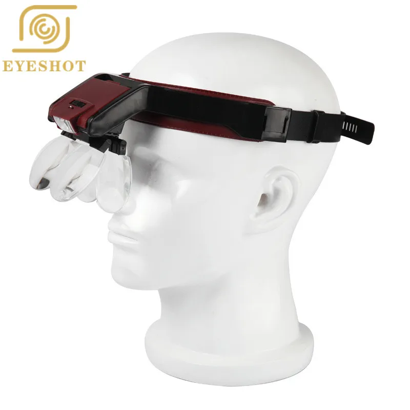 Magnifying Glass With Led Lights 1.7x 2 x 2.5x 3.5x Head Mounted Magnification Loupes Double Lens Head-mounted Reading Magnifier |
