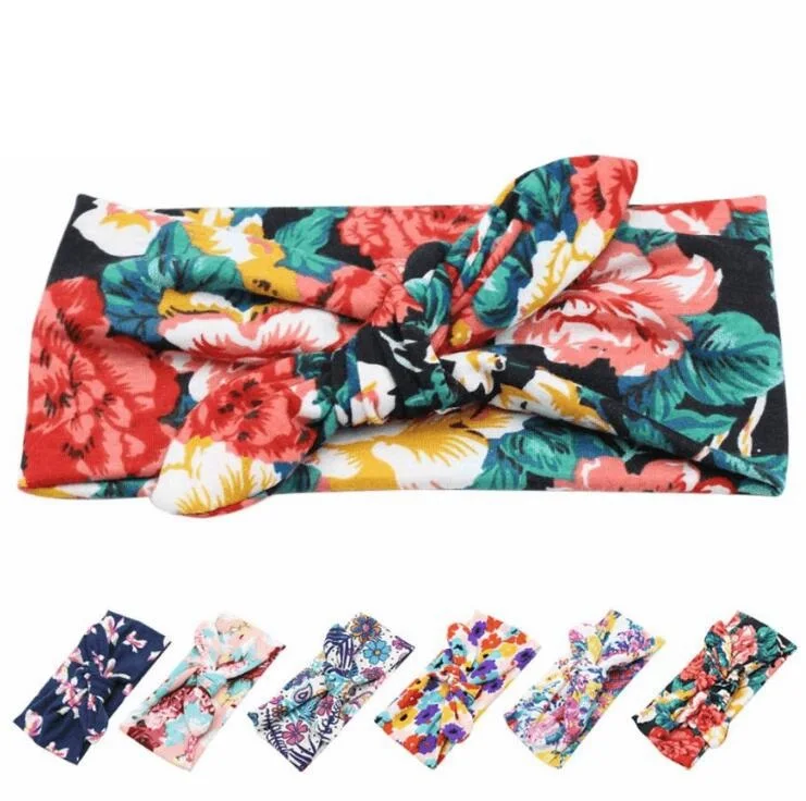 

Yundfly Bohemian Girls Hair Accessories Printed Cross Hair Band Unisex Print Flower Knot Cross Headband Headwraps