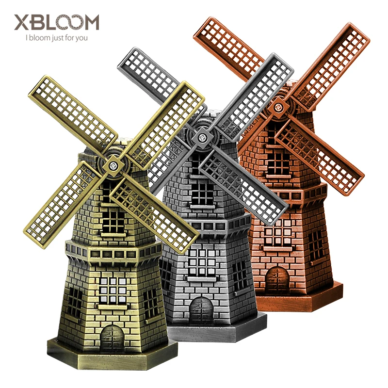 

18cm(7 Inch) Antique Bronze Dutch Windmill Model Metal Figurine Furnishing Article Holland Windmill Home Decor Ornament building