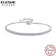 ELESHE Authentic Real 925 Sterling Silver Bracelet for Women Cubic Zirocnia Crystal Tennis Charm Bracelet Wedding Jewelry Gift