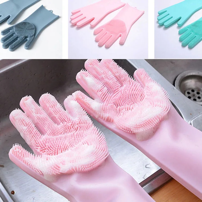 

Magic Silicone Dish Washing Gloves Kitchen Accessories Dishwashing Glove Household Tools for Cleaning Car Pet Brush