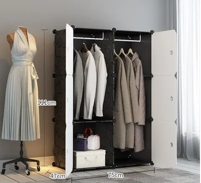 DIY Bedroom Wardrobe Storage Simple Furniture Fold Portable Storage Cabinet Assembly Rack Multi-grid Wardrobe Thickening - Цвет: Белый