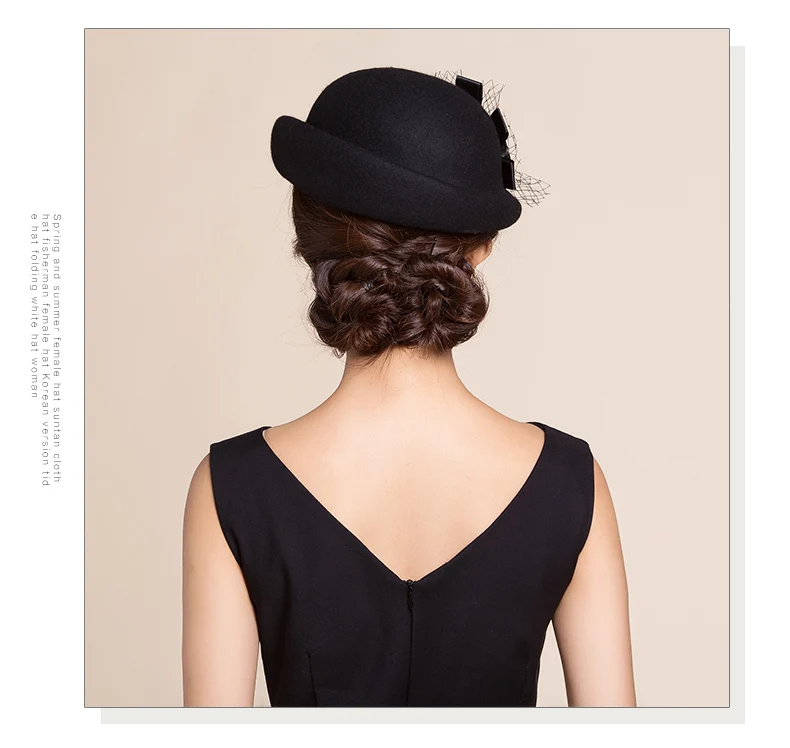 Lady Fedoras Wool Hat Girls Flowers Dome Woolen Cap  Female Basin Cap Fisherman Cute Casual Woolen Hat Adjustable B-8728